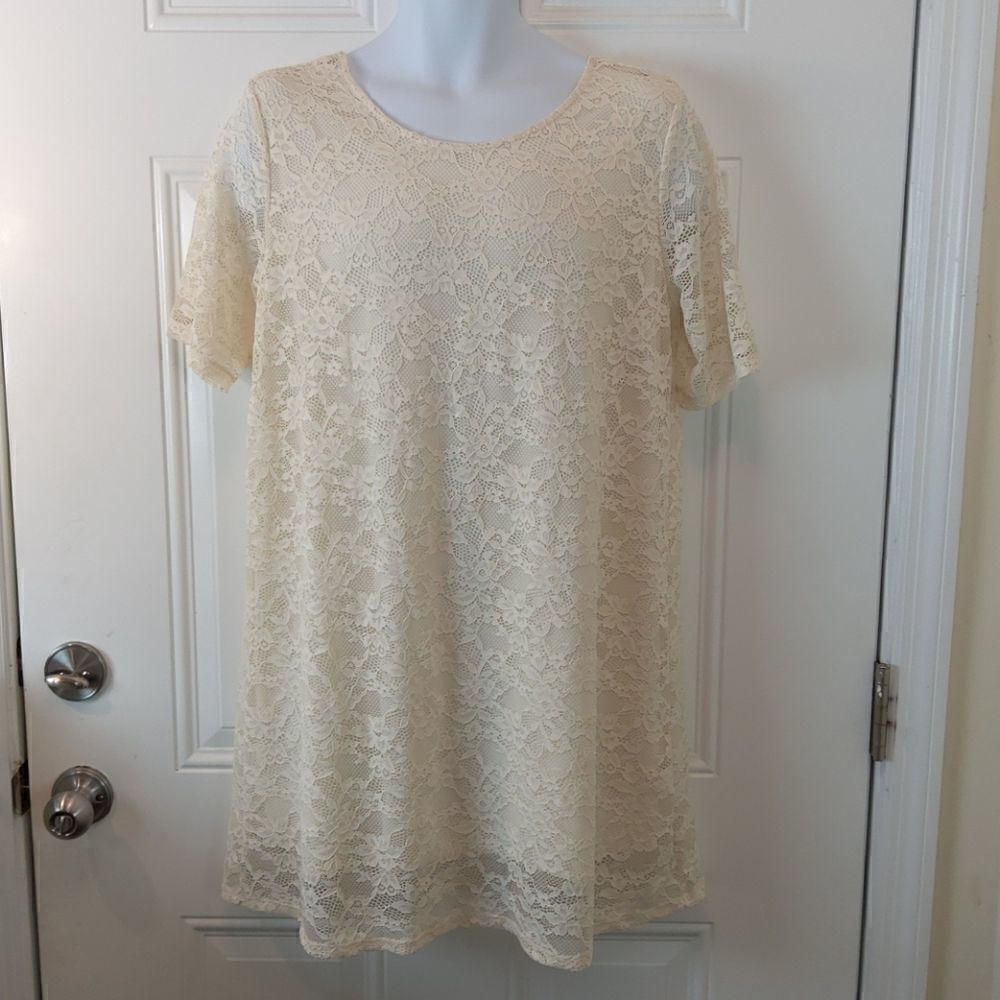 Monki winter white lace swing dress